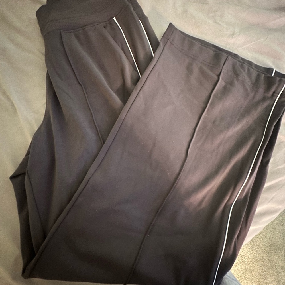 Athleta wide leg purple Joggers with White Accents